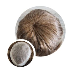 Premium Russian hair toupee 8x9 dark blonde with 30% grey