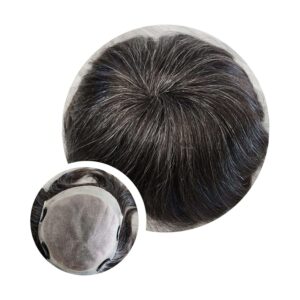 European hair Toupee 8x8 dark brown with 40% grey