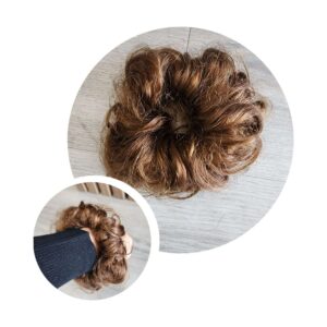 Premium Russian hair curly brown scrunchie