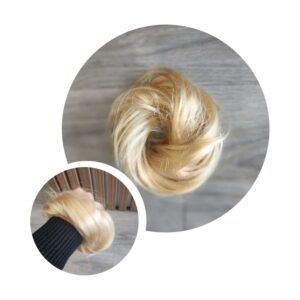 Premium Russian hair straight cool blonde hair scrunchie
