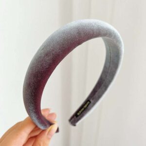 Velvet wide headband - silver