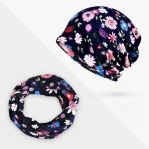 Hat scarf  - Black flowers