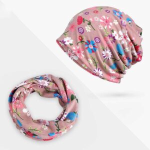 Hat scarf - Pink flowers