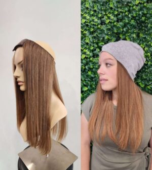 Hat band wig virgin Russian hair blonde 18"