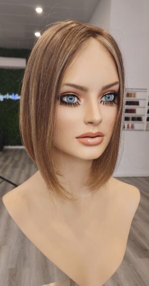 Premium Russian hair mono 5x3 , 13" Auburn with blonde highlights