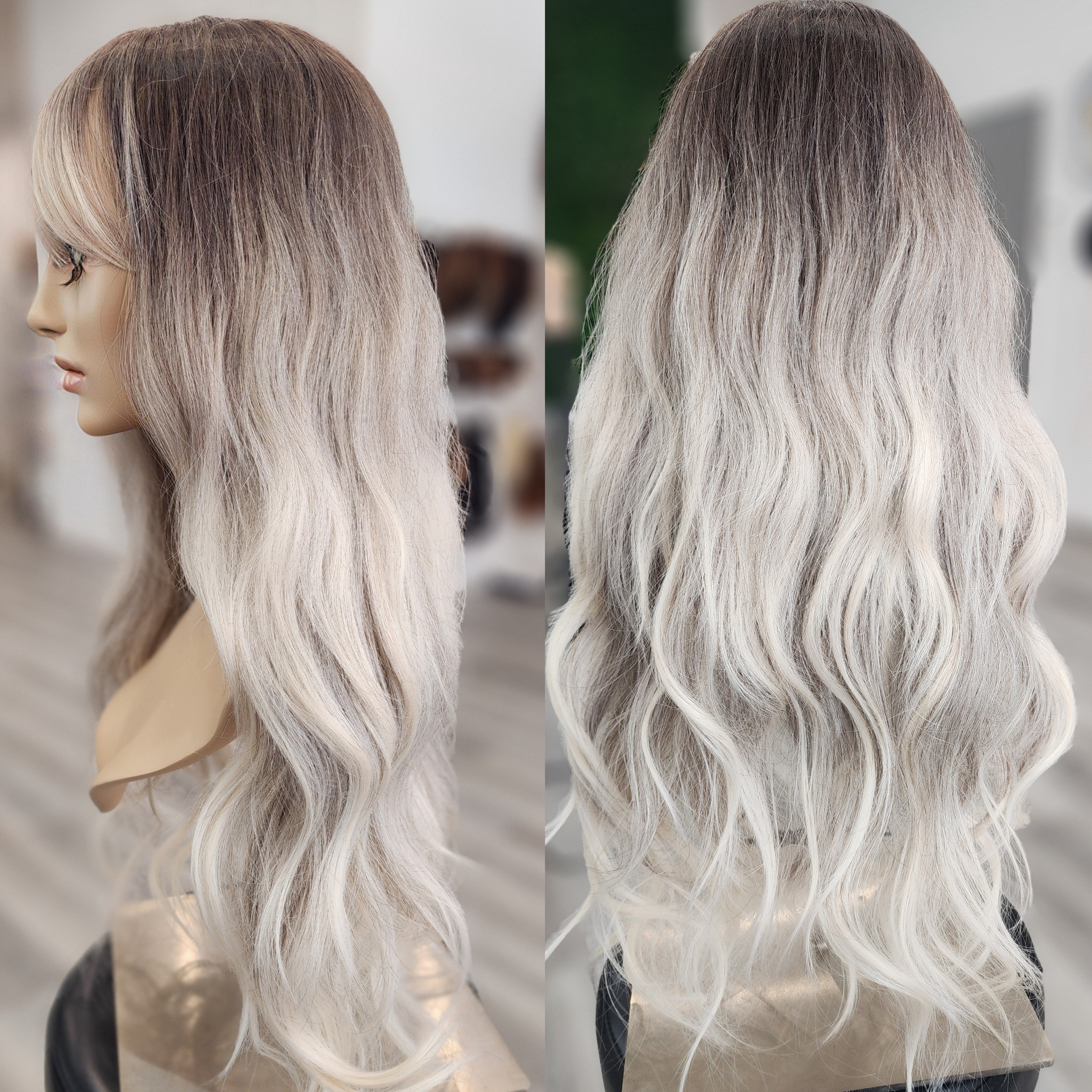 Sombre' blonde synthetic wig 26"