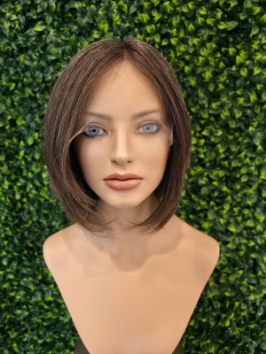 Lace top premium human hair wig with grey